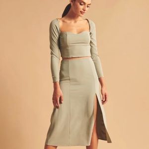 Abercrombie High-Slit Flirty Midi Skirt